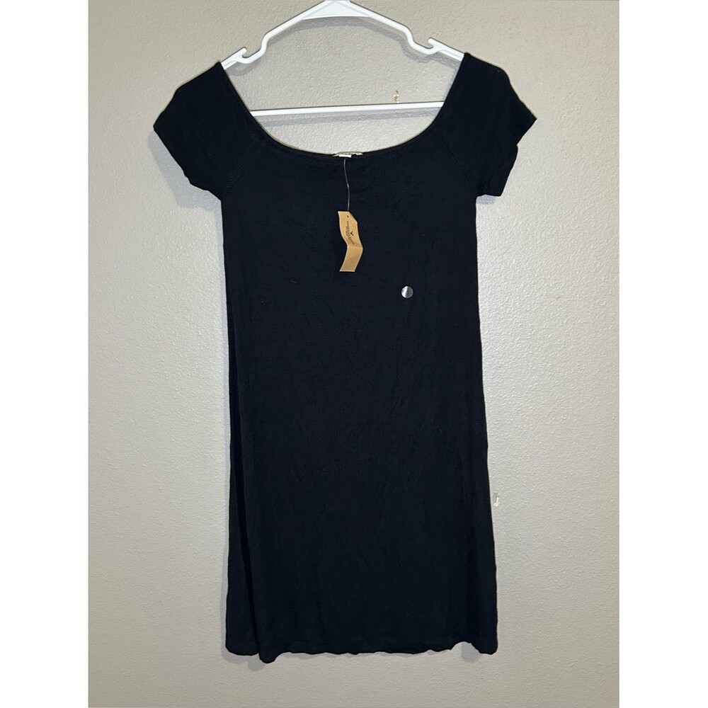 NEW American Eagle Soft & Sexy Black Ribbed Knit Casual Mini Dress Women’s Small